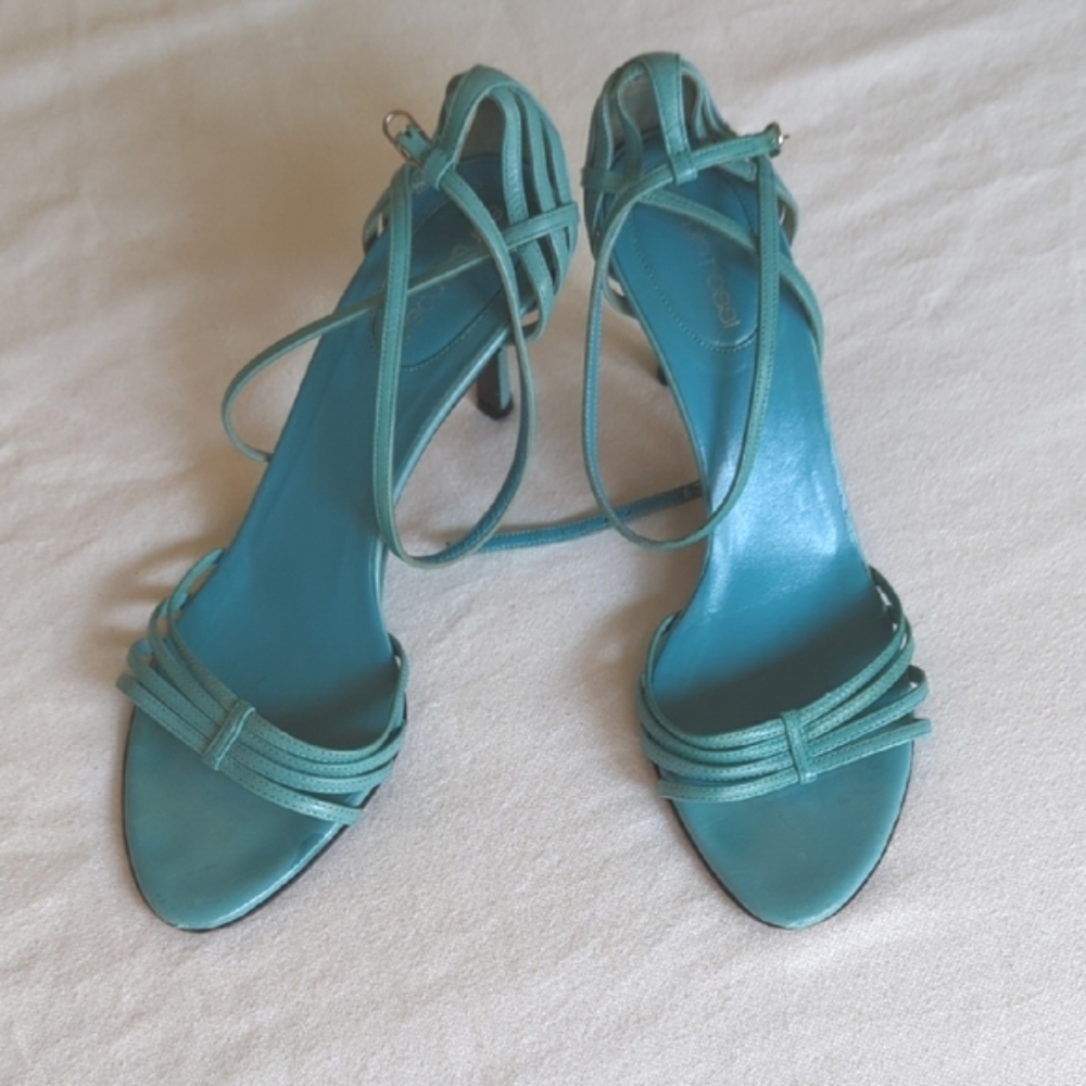 Sergio Rossi Teal Strappy Sandals